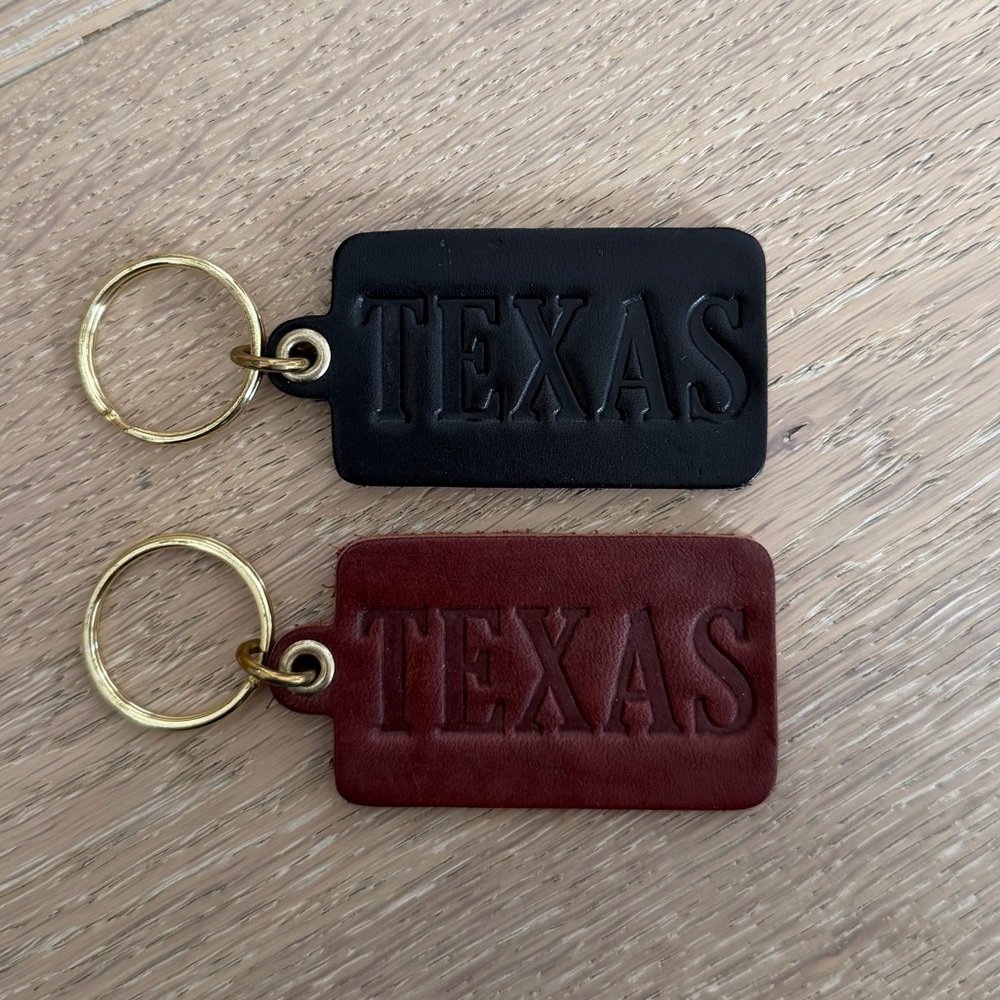 TEXAS Brown and Black Leather Keychains